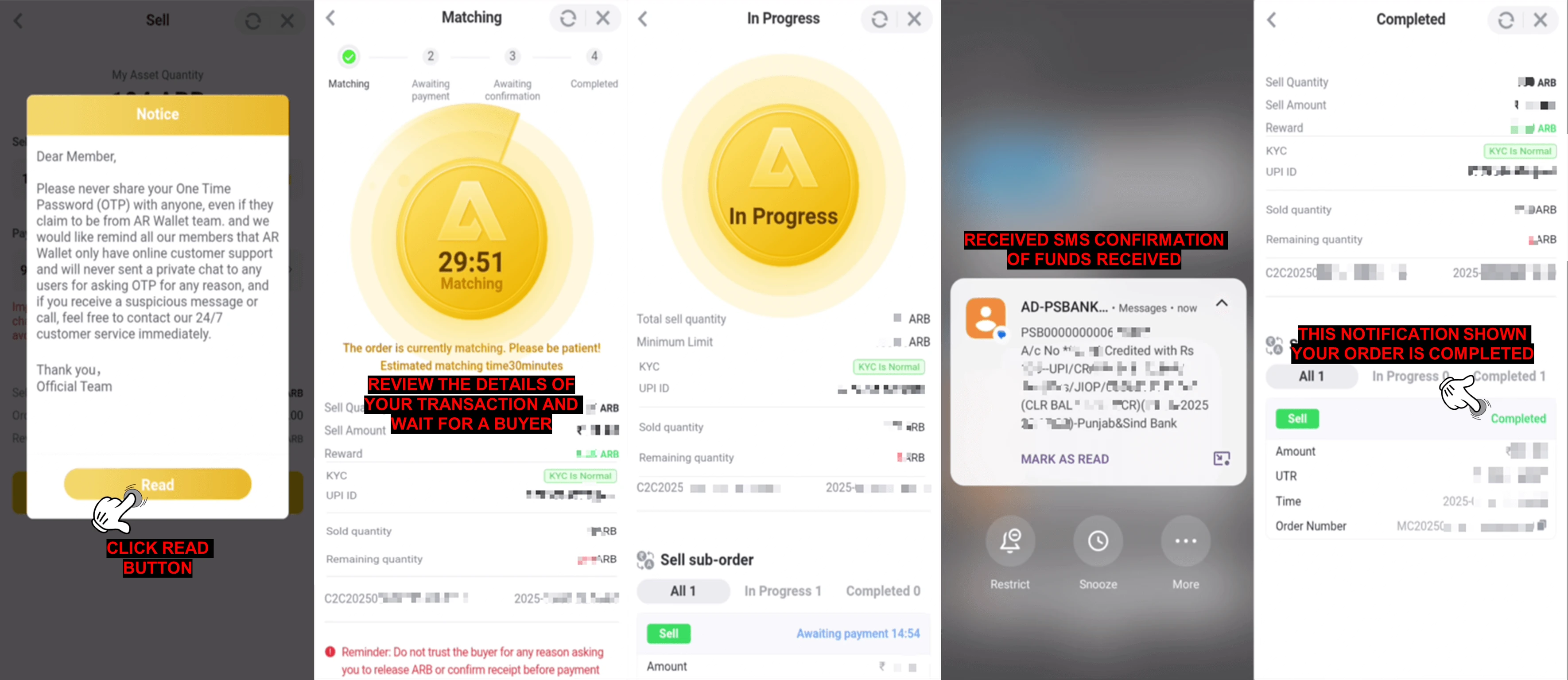 How To Sell ARB Coins using UPI Method — step screenshot